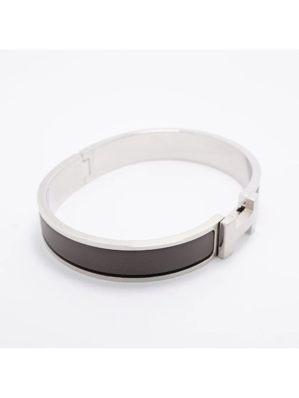 Hermes Bangle Clic HH Metal Silver Gray Bracelet